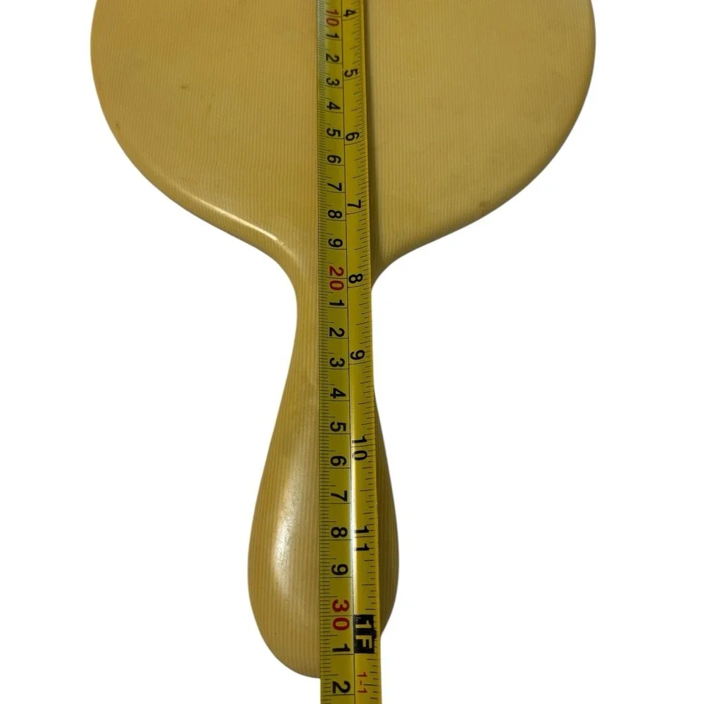 Vintage Beveled Hand Mirror Vanity Butterscotch Art Deco Style 11